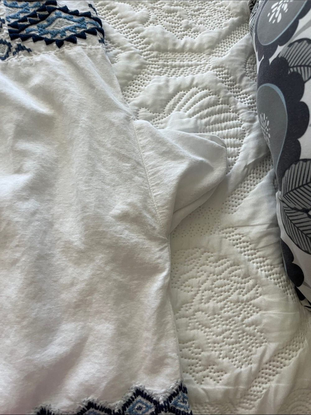 Lucky Brand White Sleeveless Embroidered Tunic with Blue Accents - Picture 15 of 15